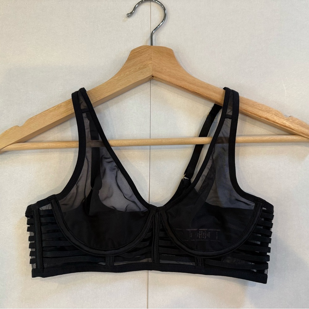 Victoria's Secret Unlined Black Mesh Bra- Size 34 B